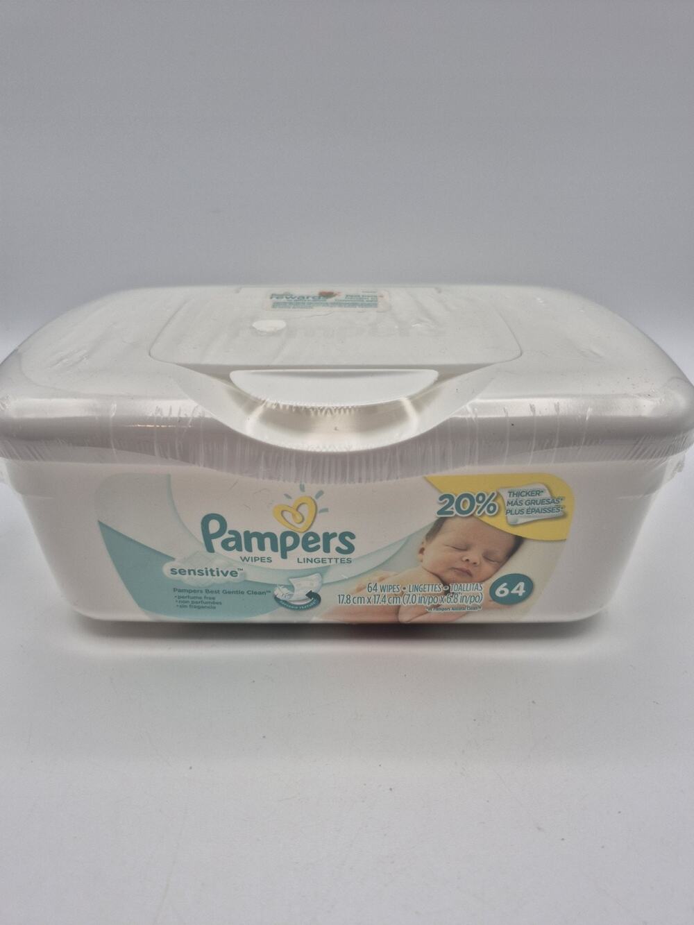 Pampers Sensitive Baby Wipes 64 Count Pop Up Container Refillable New SEALED